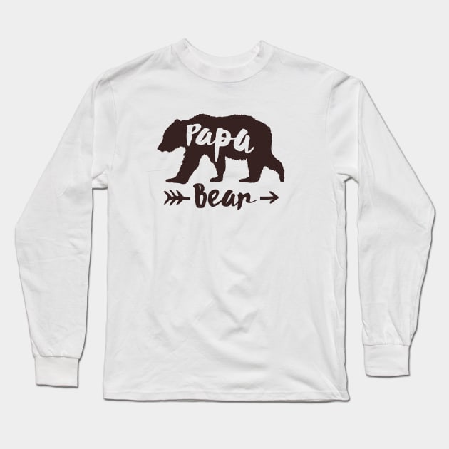 Papa Bear - Family Matching Shirts Pregnancy New Baby Fatherhood Reveal Announcement Gift Idea Long Sleeve T-Shirt by Kyandii